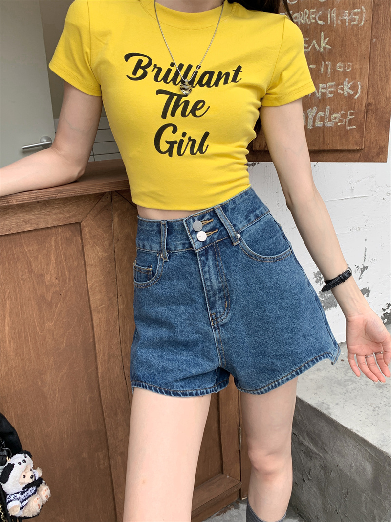 Shorts Denim Frayed - Синие джинсовые шорты для женщин, летние,