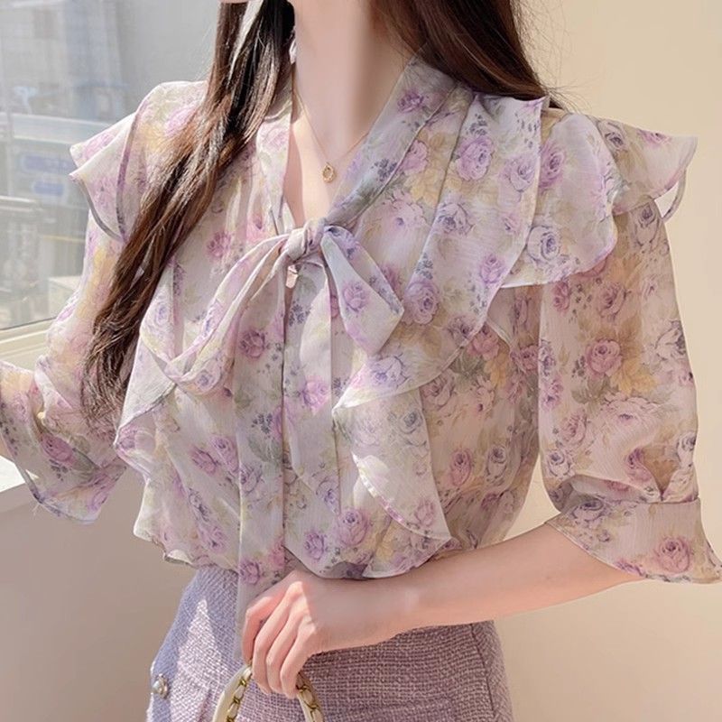 Шифоновая женская блузка с цве – обзор и цена Romper Floral Print